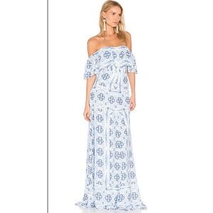 Delilah Maxi in Santorini AMANDA UPRICHARD Off Shoulder Maxi Dress     Size S